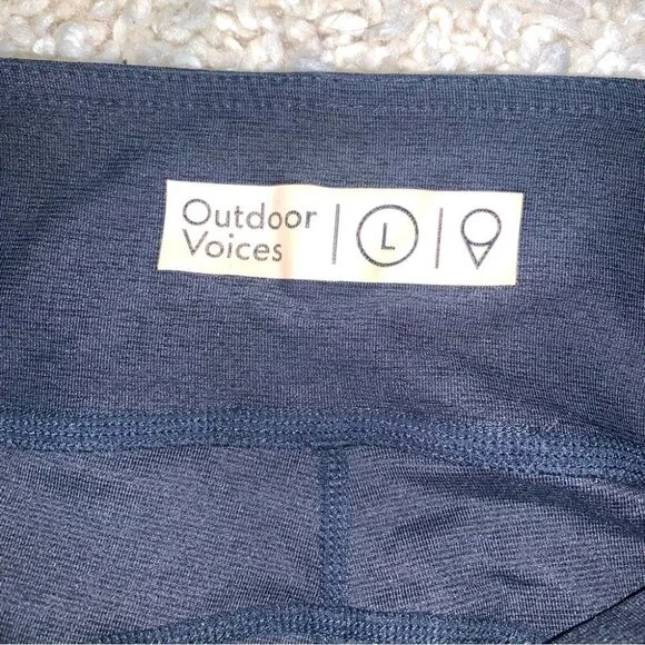 Outdoor Voices Warmup Leggings Women’s Large Navy 7/8 Textured Compression - Picture 10 of 11